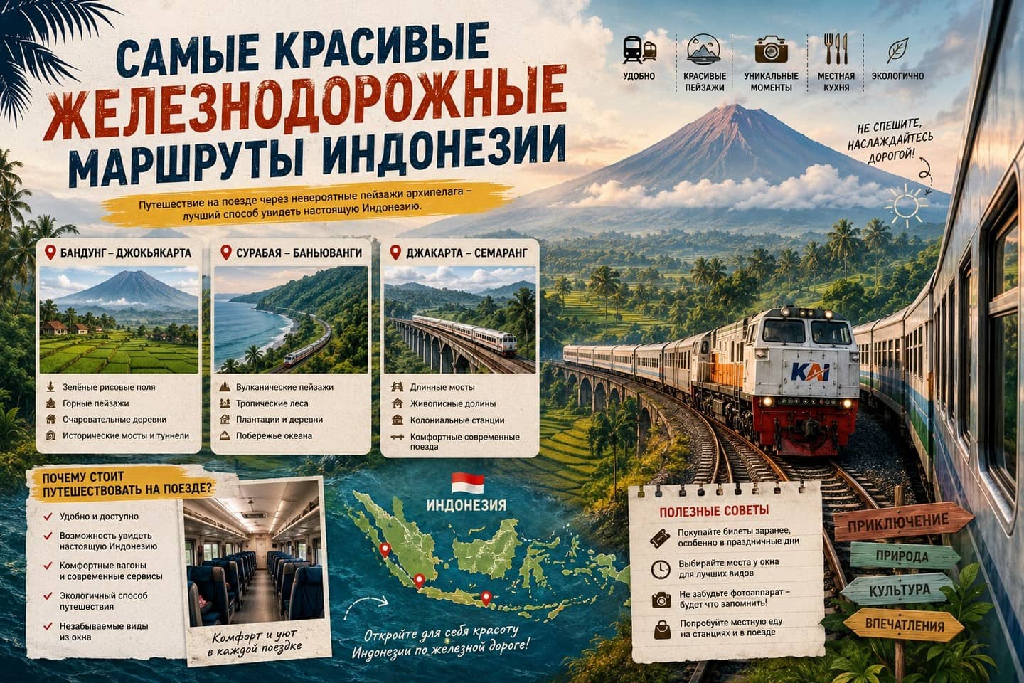 Самые красивые железнодорожные маршруты Индонезии